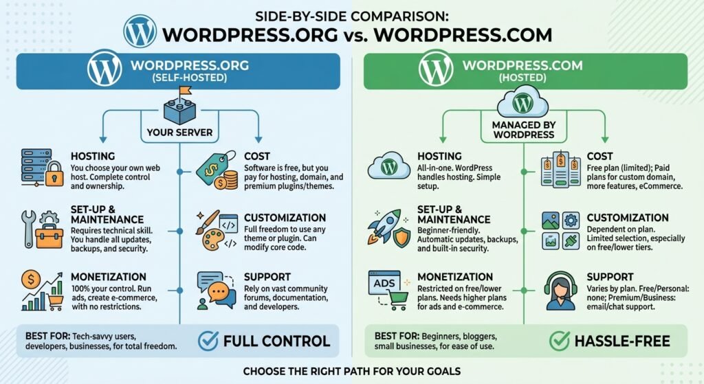 WordPress.org and WordPress.com comparison