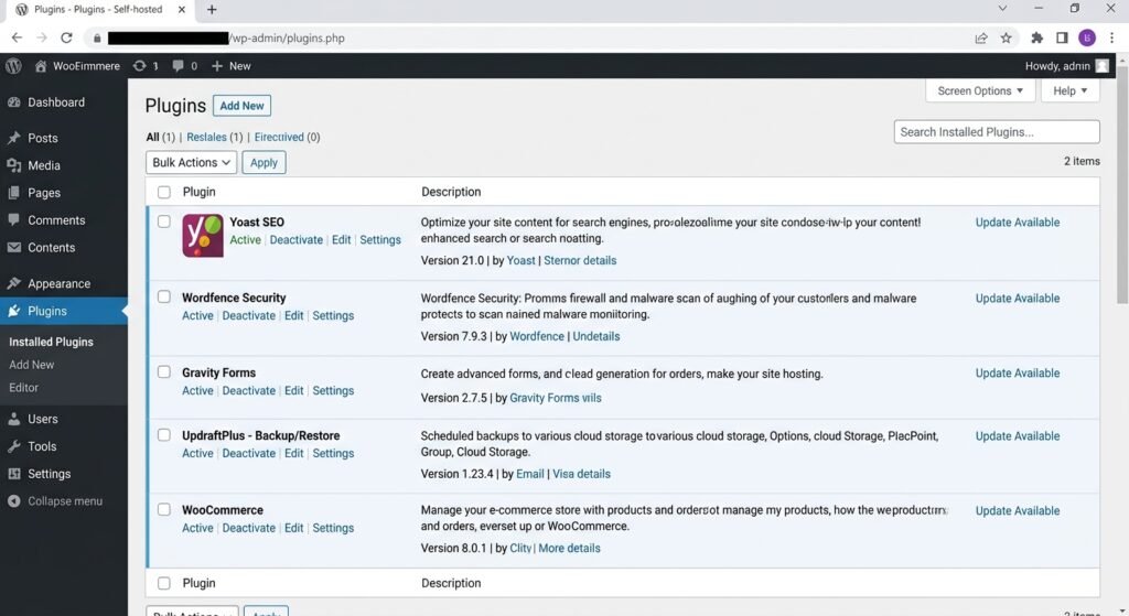 WordPress plugins adding features to a website