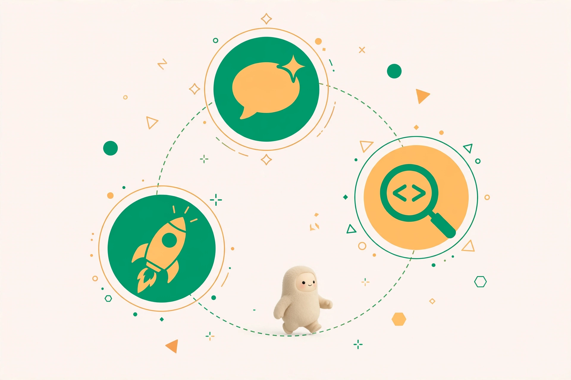Three-stage vibe coding workflow: prompt the AI, review the generated code, then publish the app