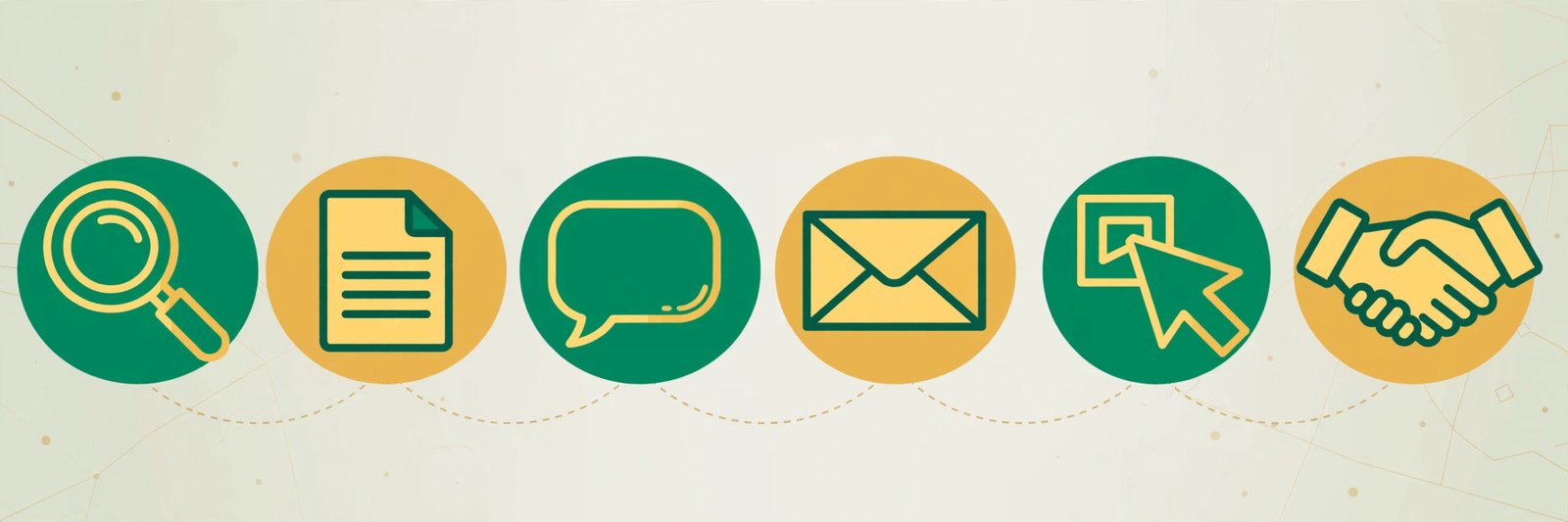 Main digital marketing channels: SEO, content, social media, email, PPC and affiliate marketing icons