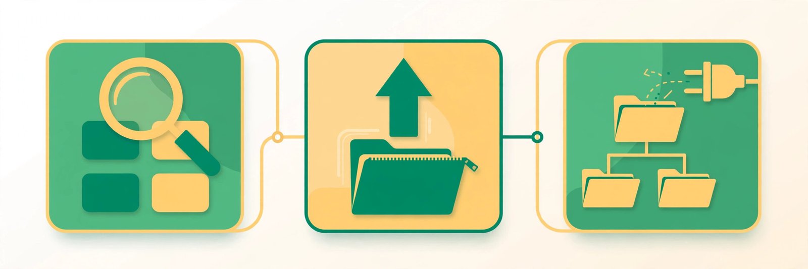 Three methods to install a WordPress plugin: dashboard search, ZIP file upload, and manual FTP upload