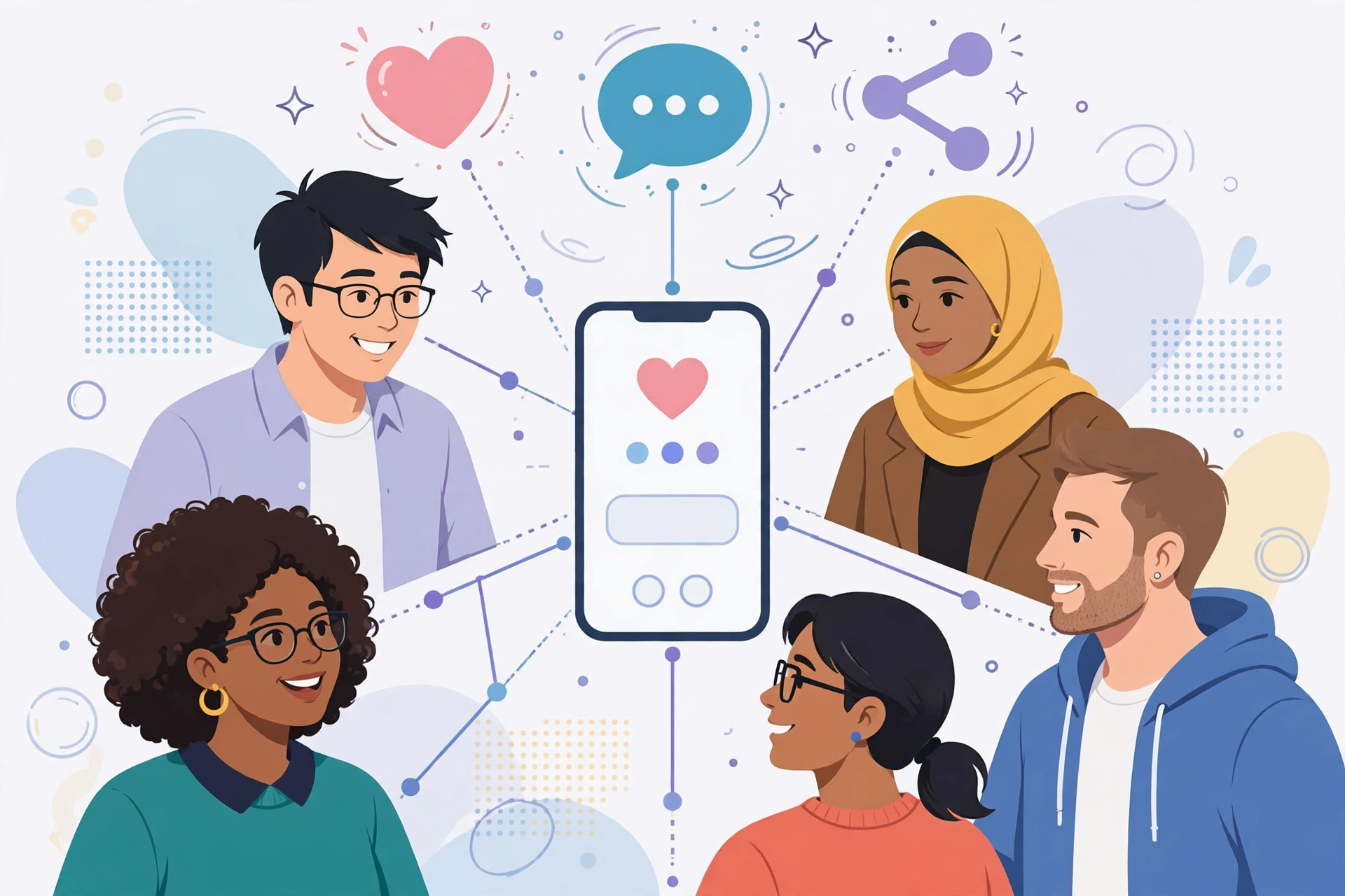 Social media community engagement illustration